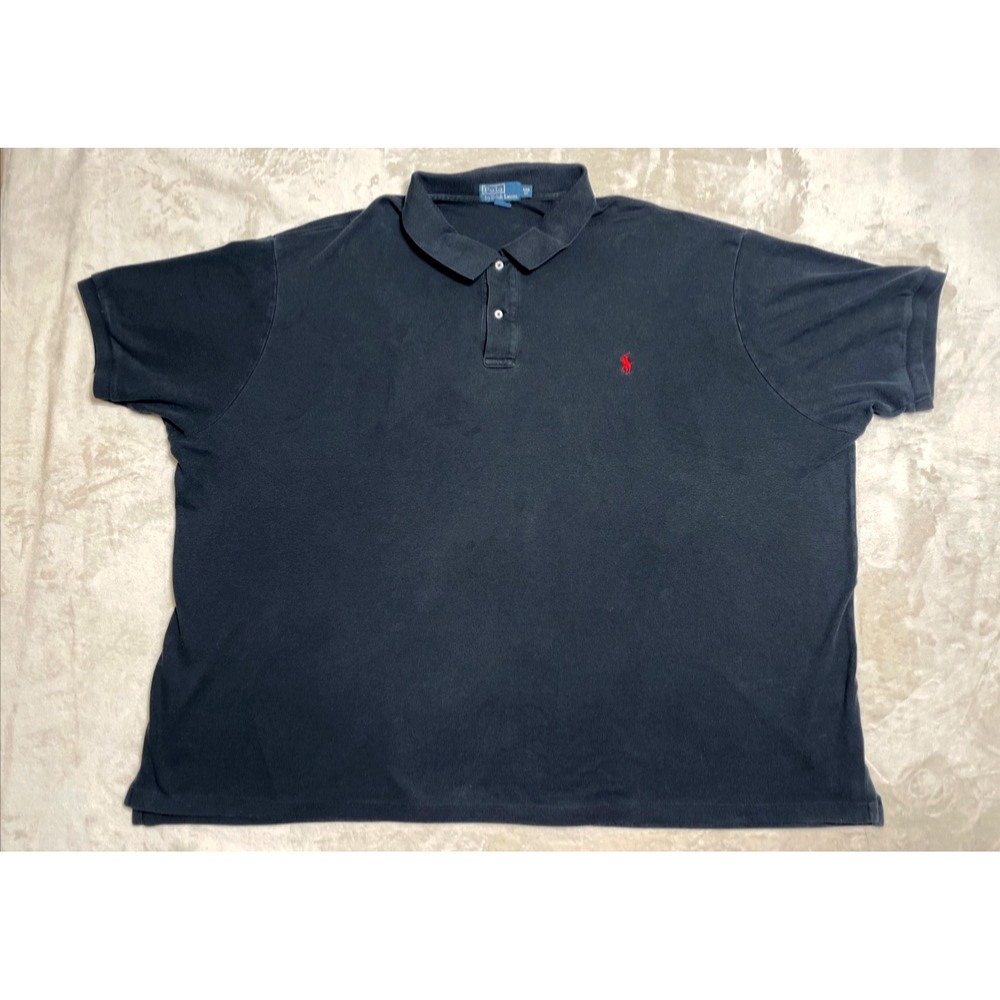 Polo Ralph Lauren Shirt Mens 5XB Big Black Short Sleeve Red Pony Logo Vintage